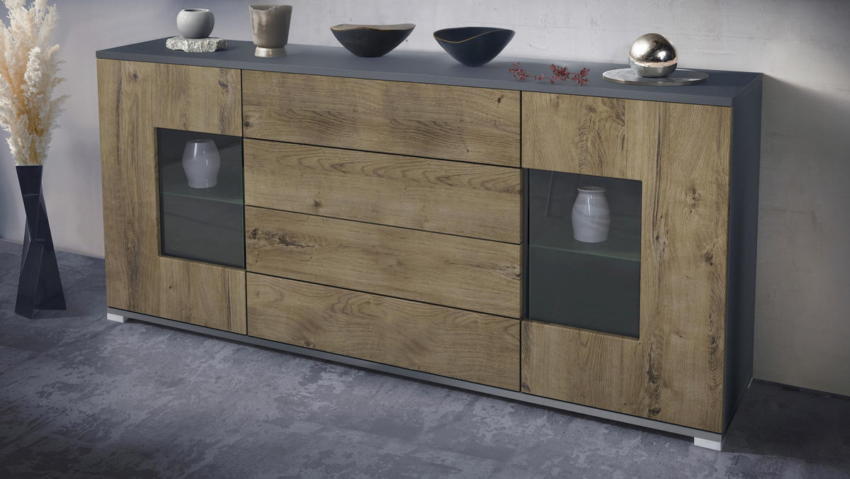 SIDEBOARD Grömitz Eiche Ribbeck - Alteiche, Holzwerkstoff (166.5/75.5/35cm) - Vladon