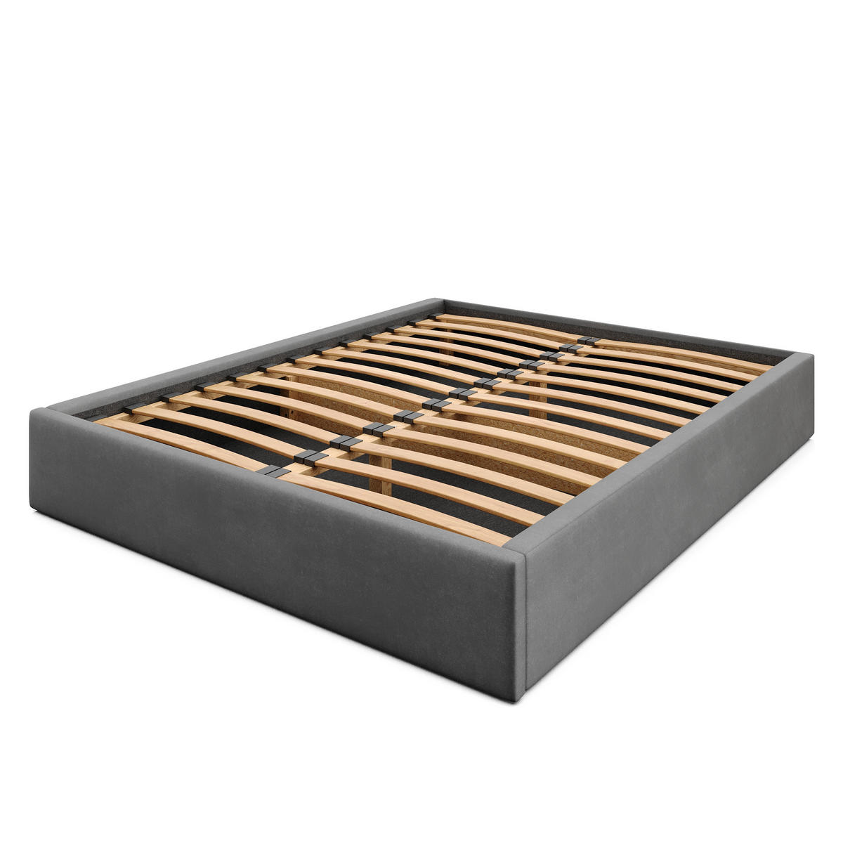 POLSTERBETT 160x200cm Bett mit Stauraum Lattenrost Graphit - Graphitfarben, Holz/Holzwerkstoff (160/200cm) - Muralo