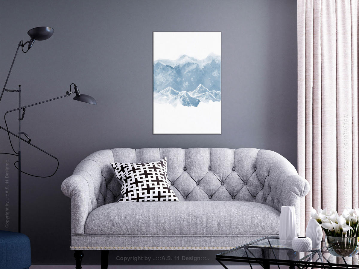 KUNSTDRUCK Weiß 40/60 cm - Blau/Weiß, Textil (40/60cm) - KUNSTLOFT