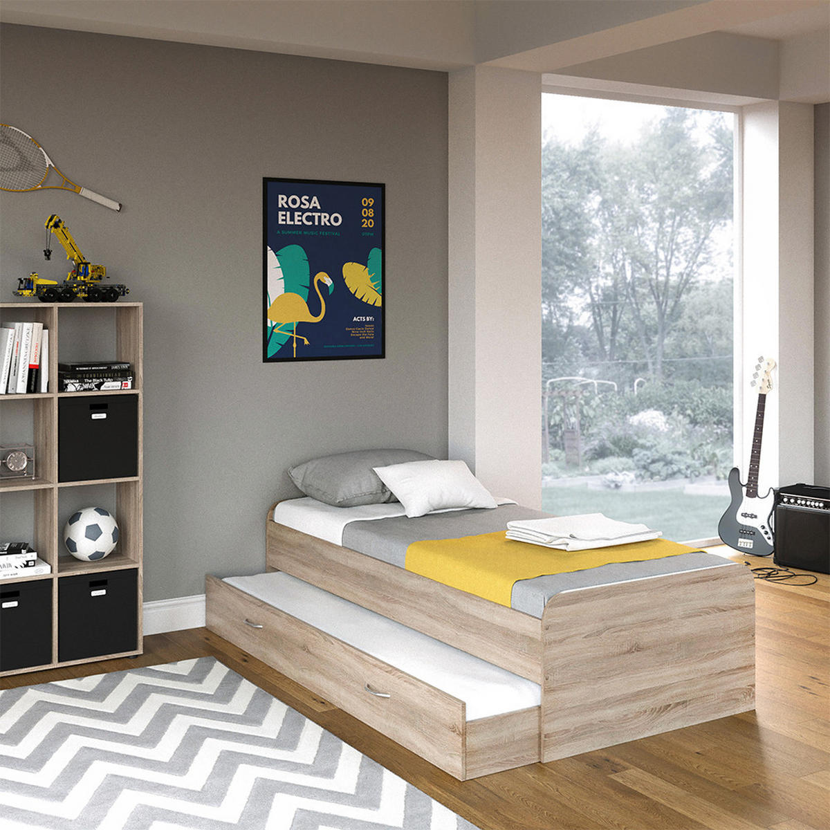 KINDERBETT Enzo Sonoma 90x200 cm - Sonoma Eiche, Holzwerkstoff (203.2/52.4/94cm) - VitaliSpa