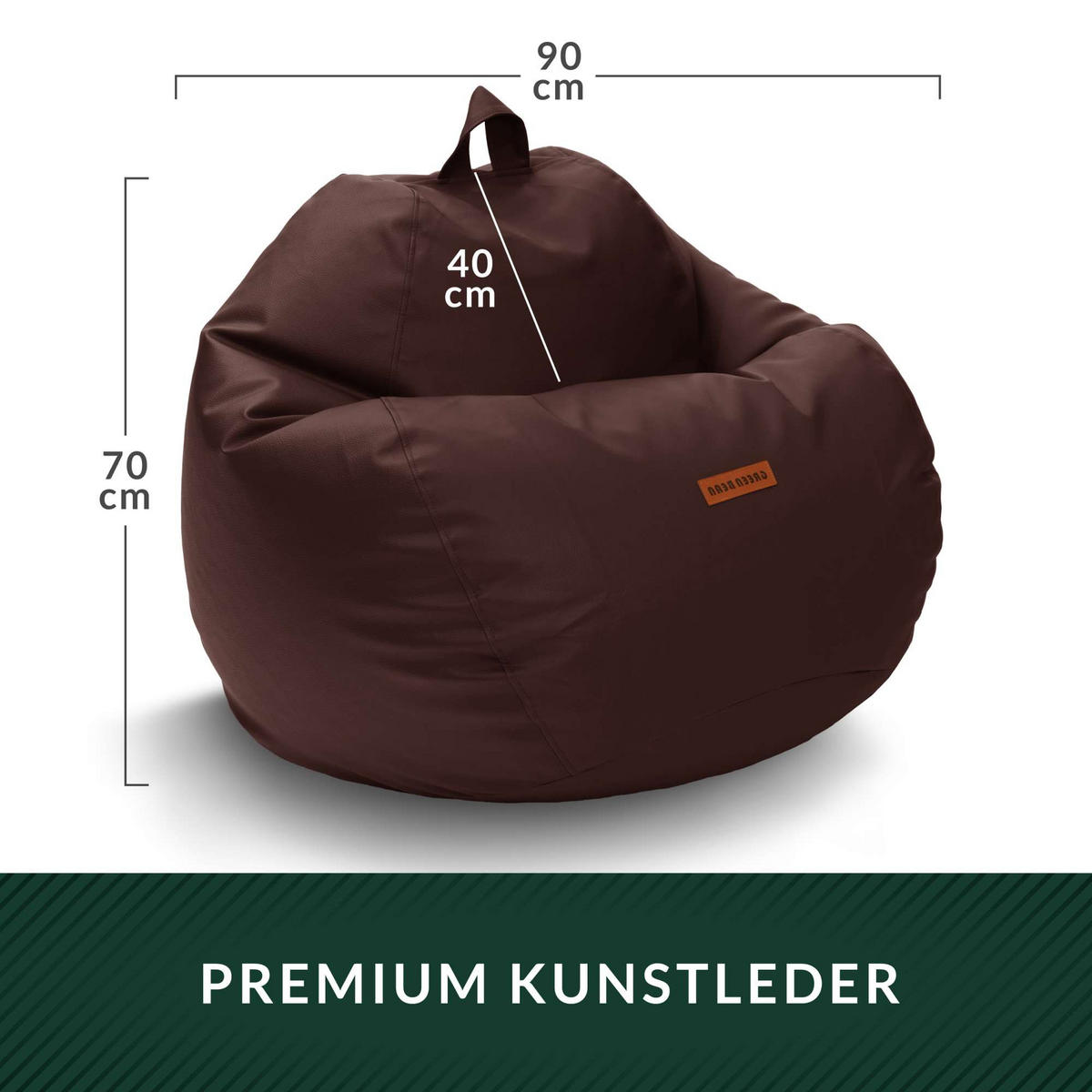 INDOOR SITZSACK Scoop Kunstleder - Dunkelbraun, Textil (90/70/70cm) - Green Bean