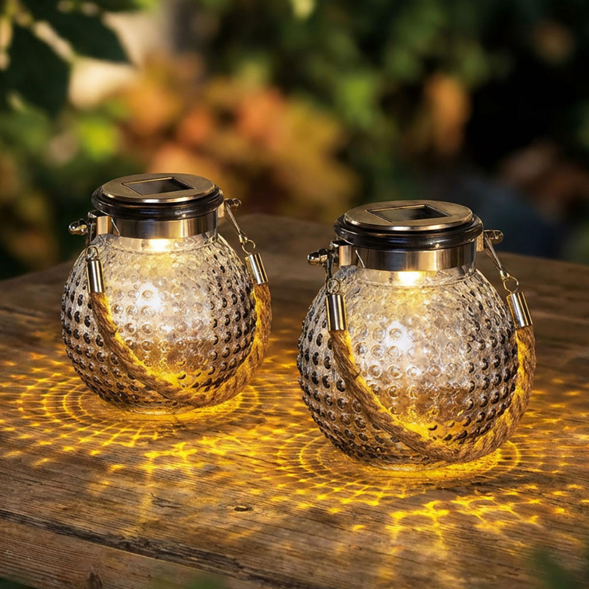 2X LATERNE Glas Klar Solar-LED H 12,5 cm - Klar, Glas (10.5/10.5/12.5cm)