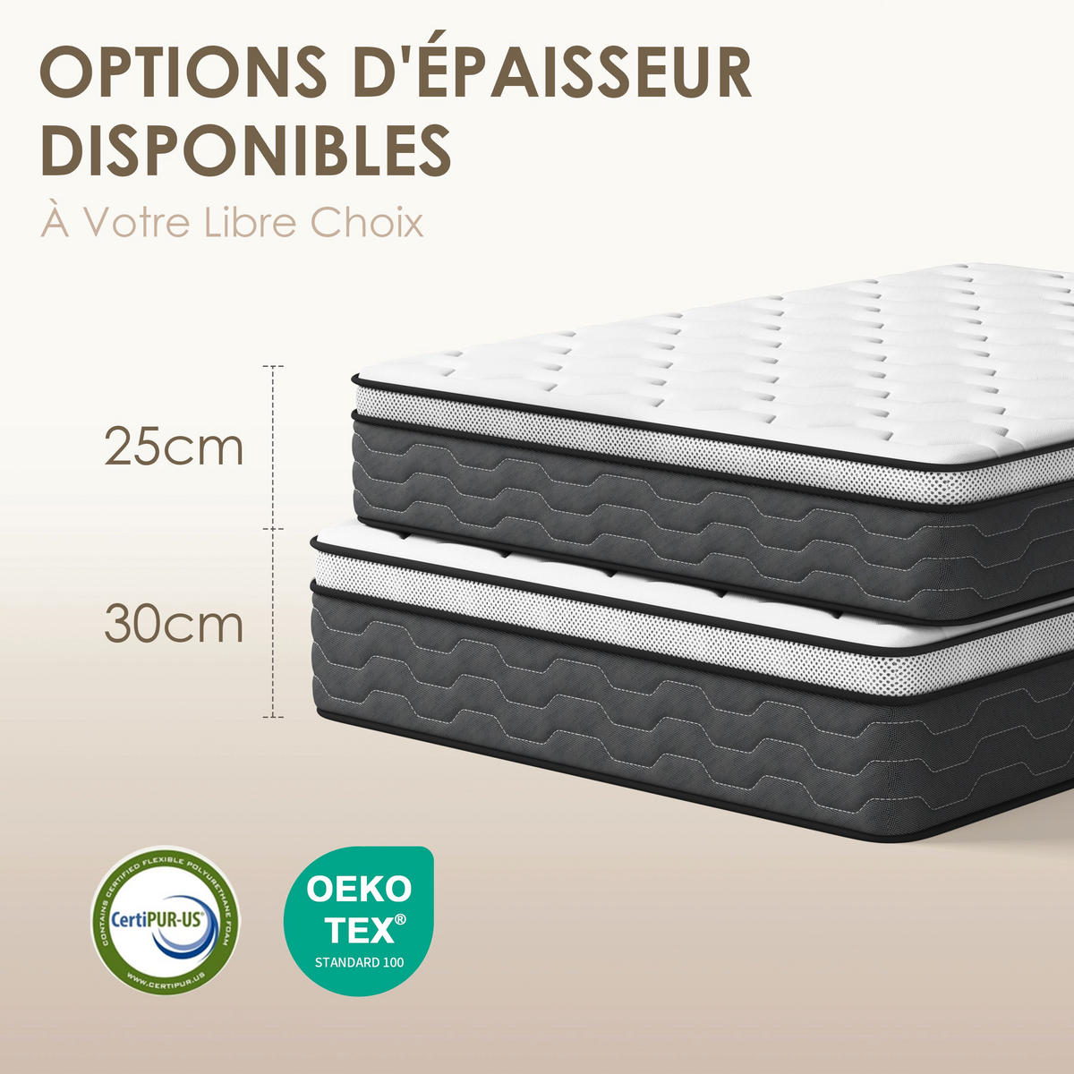 FEDERKERNMATRATZE komfortabel, 90/190 cm, Höhe ca.: 30 cm, 7 ergonomische Zonen - Multicolor, Textil (90/190cm) - DEWINNER