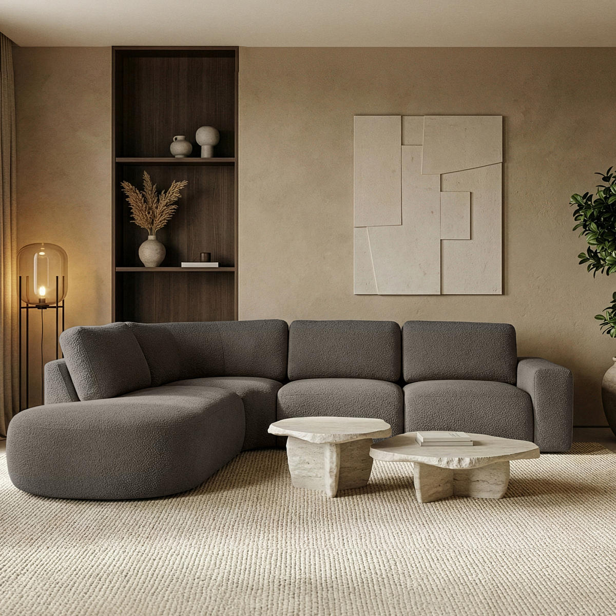 ECKSOFA LINKS ZUCCO, Dunkelbraun - Dunkelbraun, Holz/Holzwerkstoff (304/293cm) - KONSIMO®