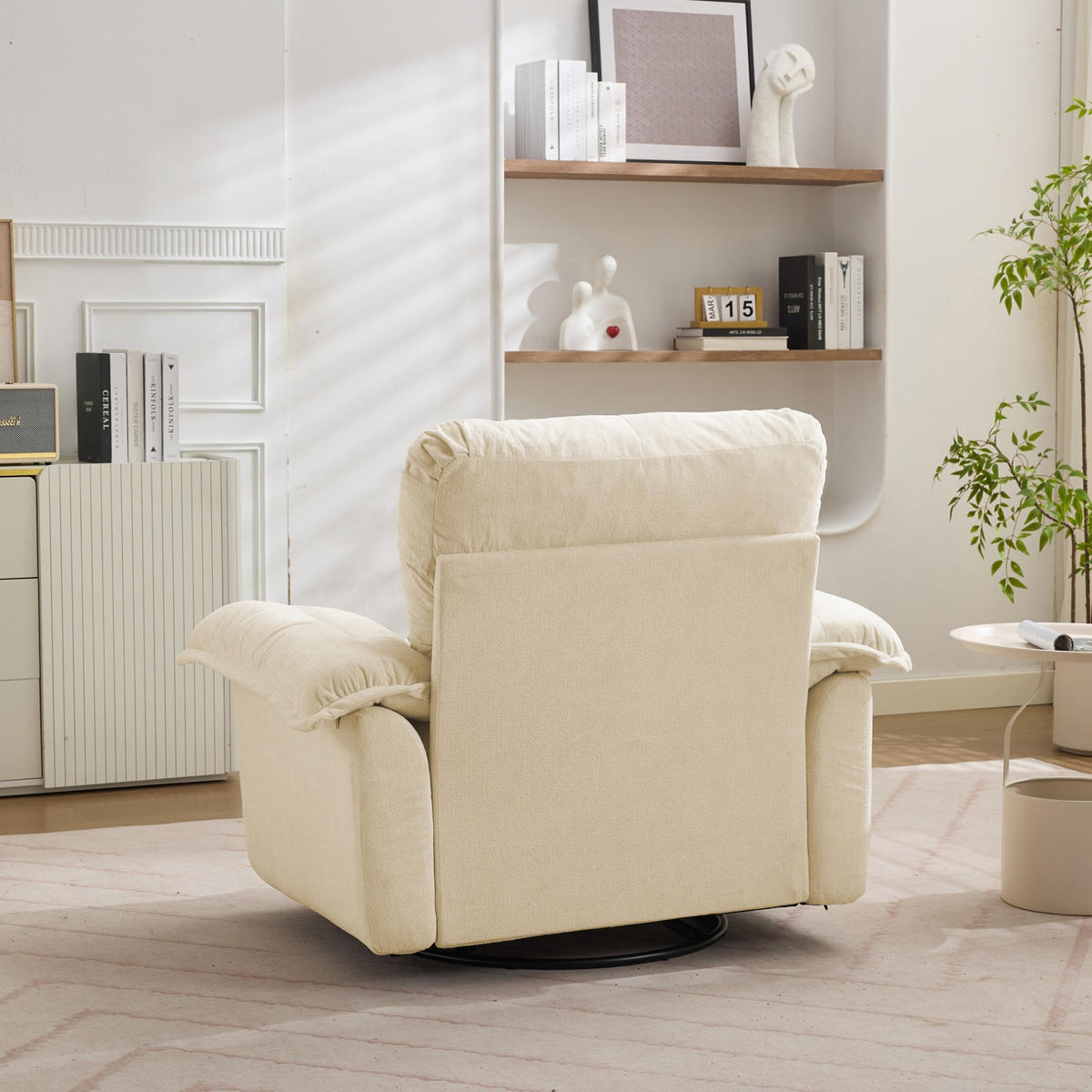 SESSEL in Beige mit 360°-Drehfunktion und Chenillebezug,84/116/96 cm - Beige, Textil (84/96/116cm) - Flora Grace