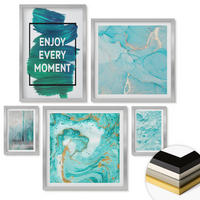 WANDBILDER 5er Set - 50x50 cm & 20x30 cm & 40x60 cm Silberner Rahmen - Farbenfrohe Abstraktionen, Gesichter, Formen - Silberfarben, Kunststoff (40/60cm) - ArtPrintCave
