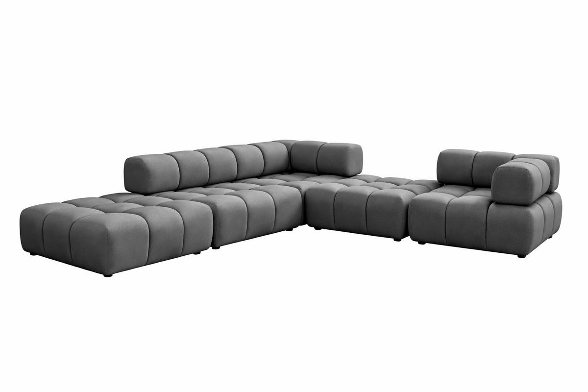 ECKSOFA Corner Modular, Veloursstoff Bluvel, Aschgrau, Links, Bolla - Grau, Holz (288/288cm) - Kaiser Möbel