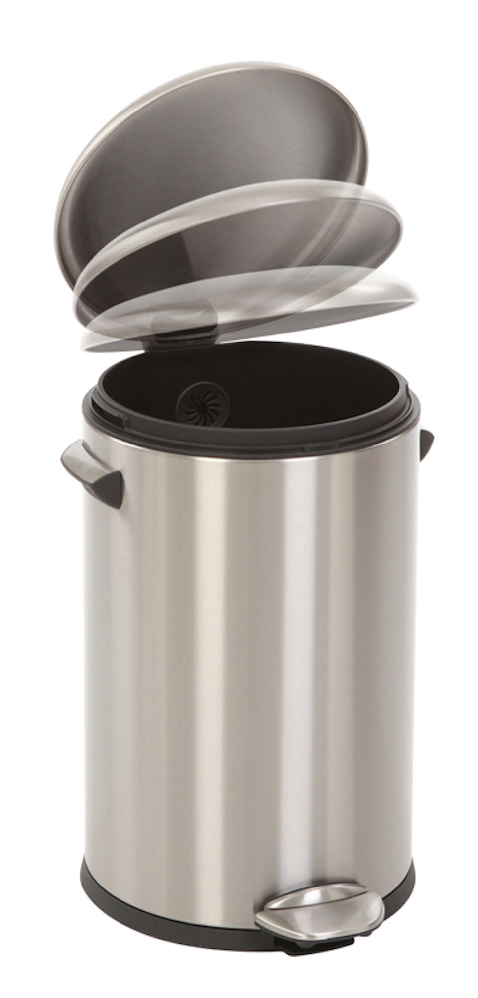MÜLLEIMER Retro Mit Markanten Griffen und Kugelkappe 12 Liter 41,2 x 25 cm Kunststoff Inneneimer Silber - Silberfarben, Metall (28.3/41.2/31.9cm) - PROREGAL