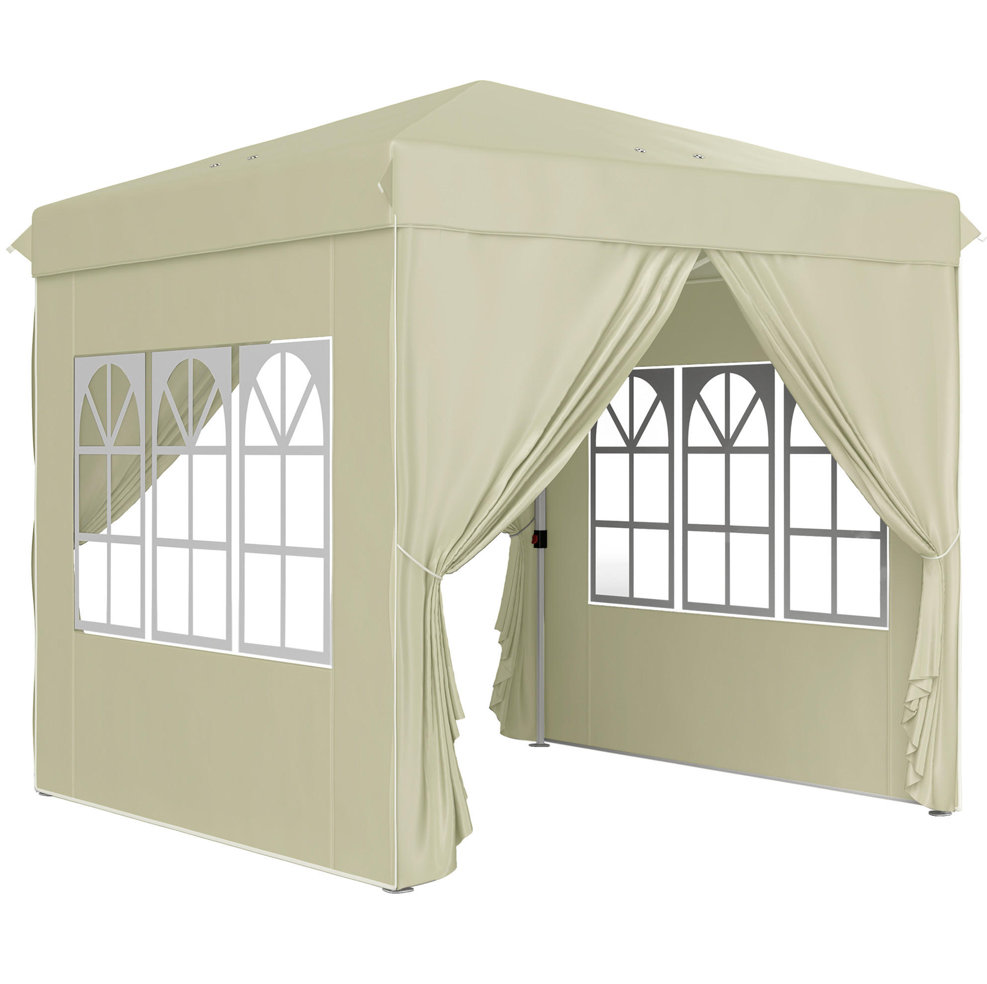 PAVILLON 248/248/270 cm mit Pop-up-Mechanismus, höhenverstellbar und UV-Schutz 50+, Cremeweiß - Beige, Textil (248/270/248cm) - Redom