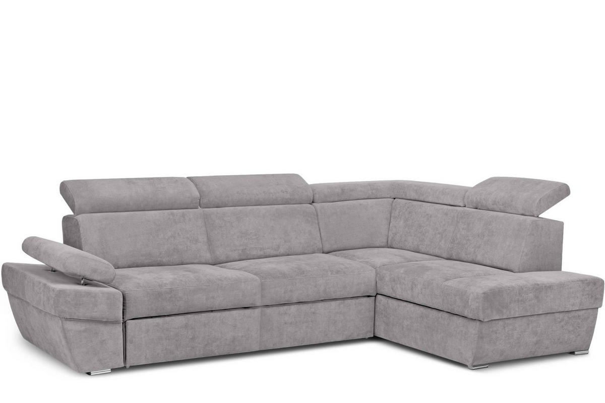 SCHLAFECKSOFA RATLO rechts 4/5-Sitzer mit Bettkasten, hellgrau - Silberfarben, Textil (270/190cm) - KONSIMO®