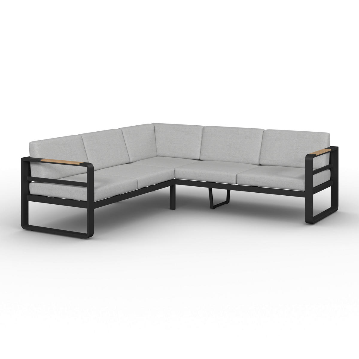 DINING-LOUNGESET Aruba Hellgr. /Schwarz Outdoorstoff/Metall - Hellgrau, Metall - Bessagi Garden