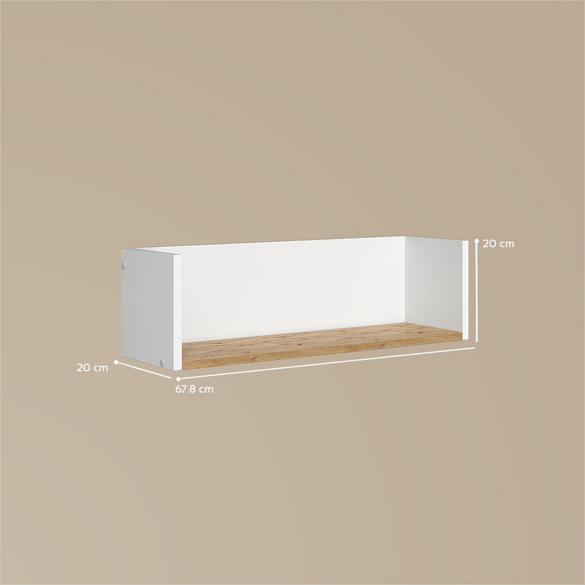 WANDREGAL Paolina Weiß/Artisan 67.8 x 20 cm - Weiß/Eiche Artisan, Holzwerkstoff (67.8/20/20cm) - Livinity®