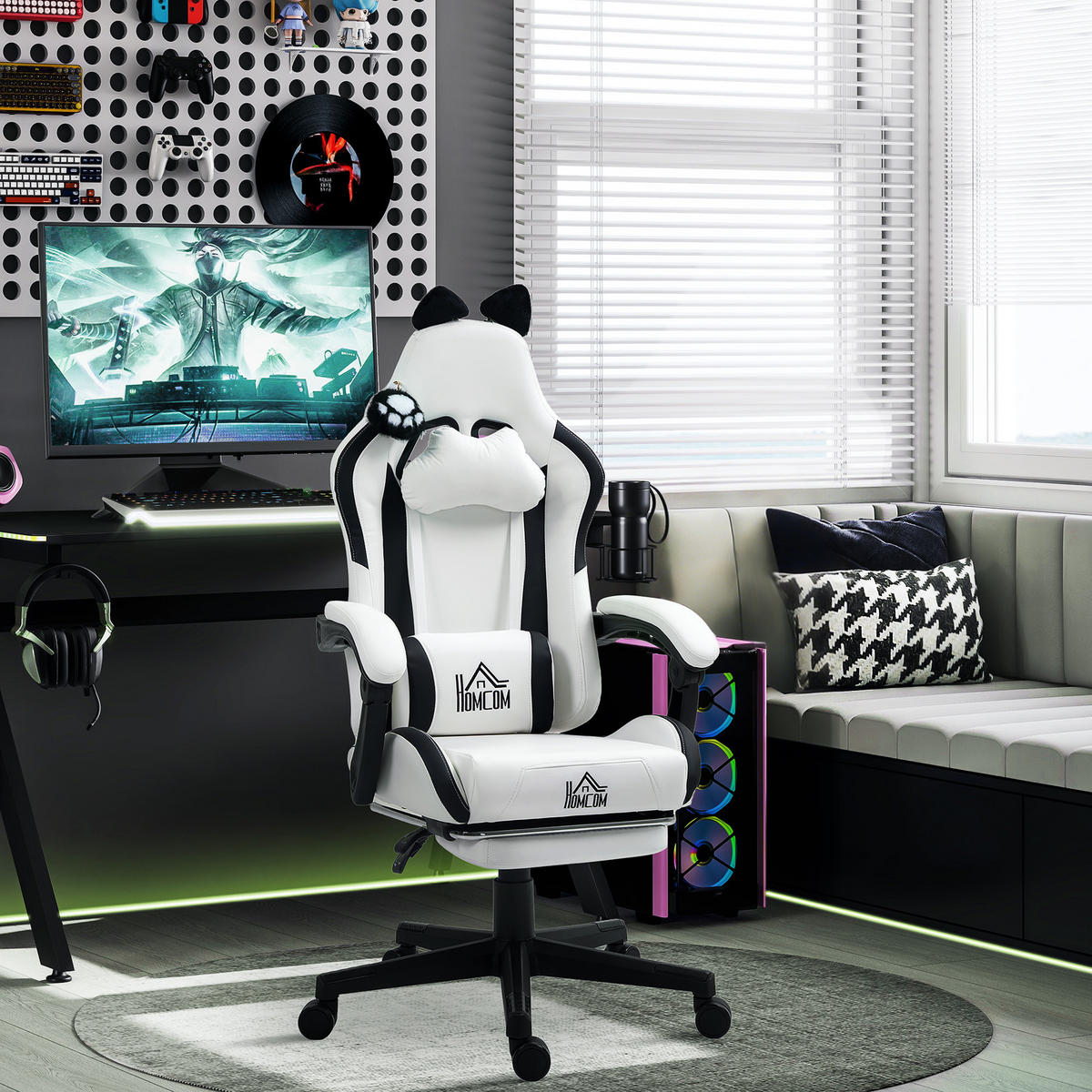 GAMING-STUHL Weiß 65.0/62.0/124.0 cm - Weiß, Kunststoff (62/124/65cm)