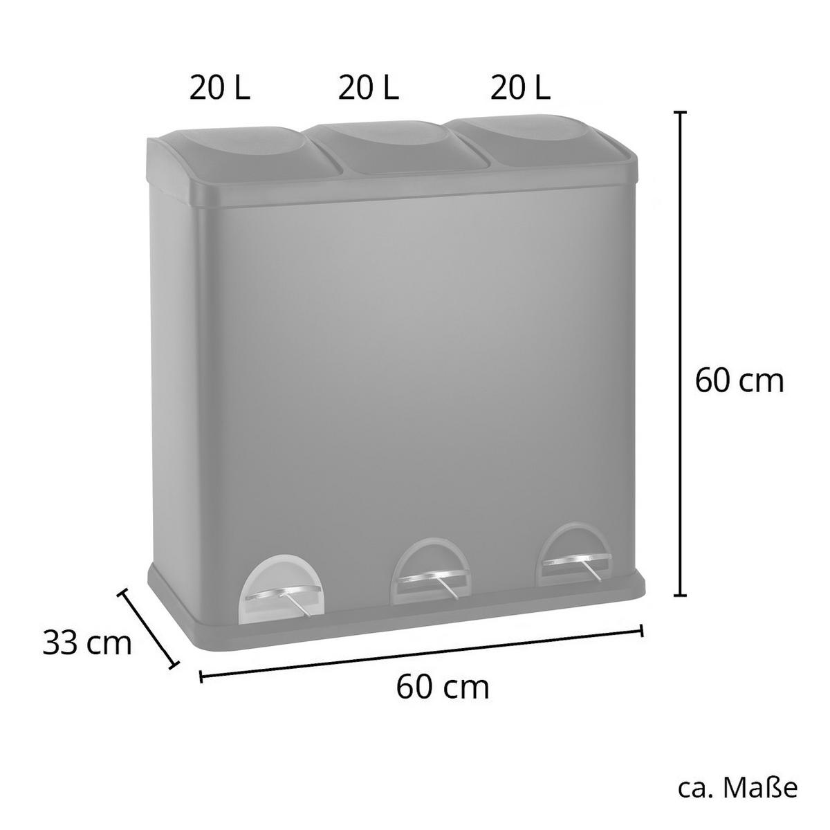 MÜLLEIMER TC3X20 - Schwarz, Metall (60/60/33cm) - SVITA