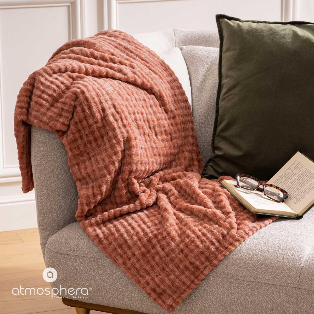 FLEECEDECKE Flan 125/150 cm - Orange, Textil (1/125cm) - Atmosphera Createur d´interieur