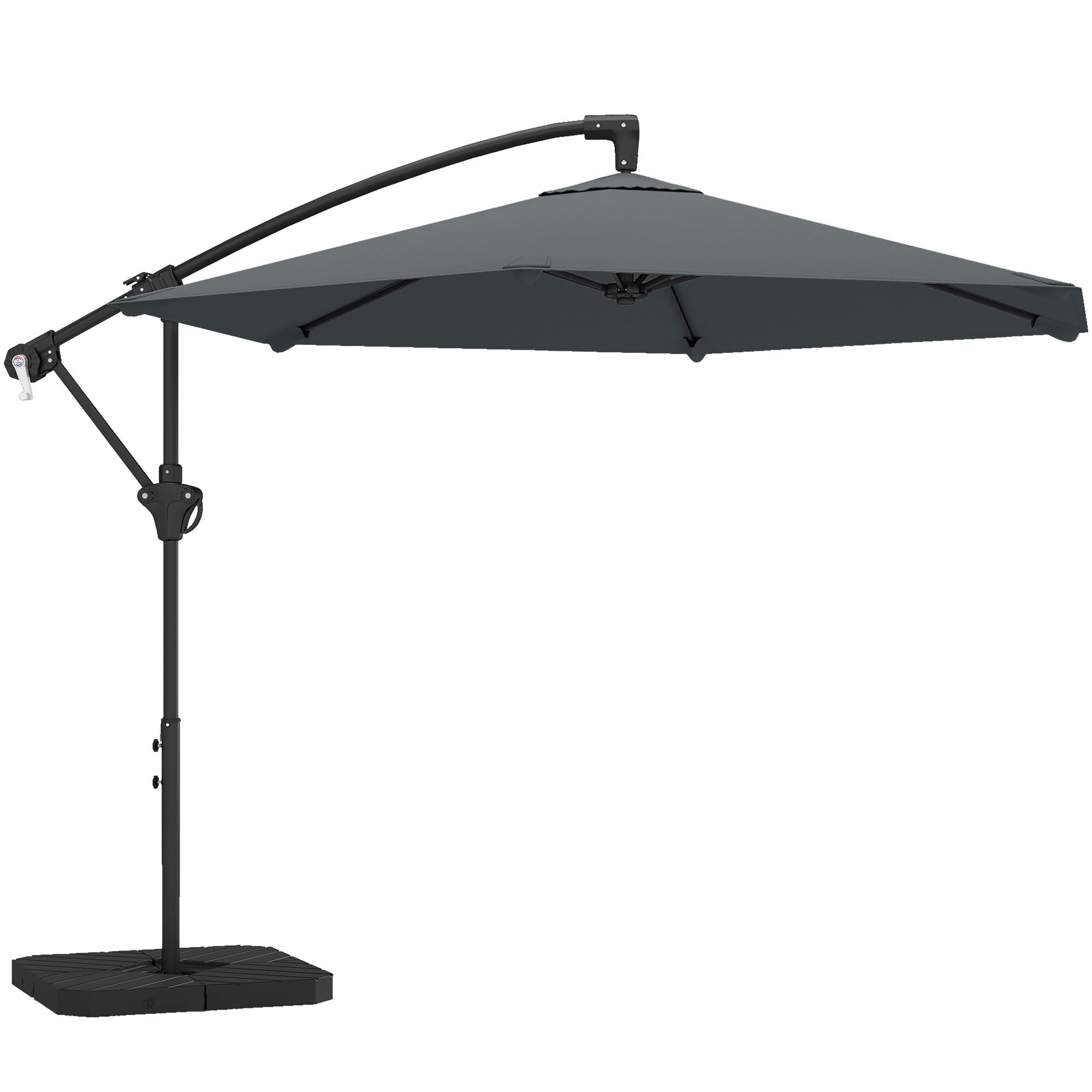 SLUNEČNÍ DEŠTNÍK z kovu a polyesteru, tmavě šedý - tmavě šedá, textil (295/302cm) - Outsunny