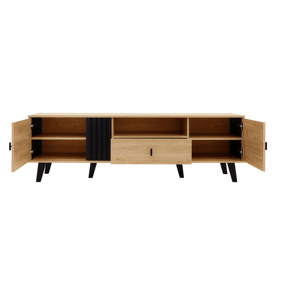 TV-ELEMENT mit 2 Türen und Schublade 170 cm Holzoptik Schwarz - Braun, Glas (40/50.5/170cm) - Beauniv