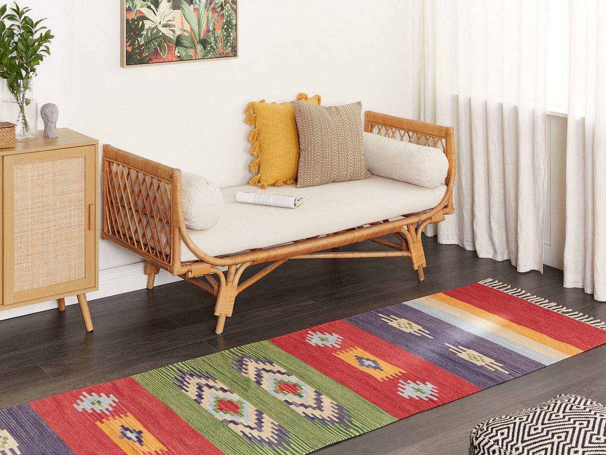 KELIM-TEPPICH Kamaris 300/80 cm - Multicolor, Textil (80/300cm) - Beliani