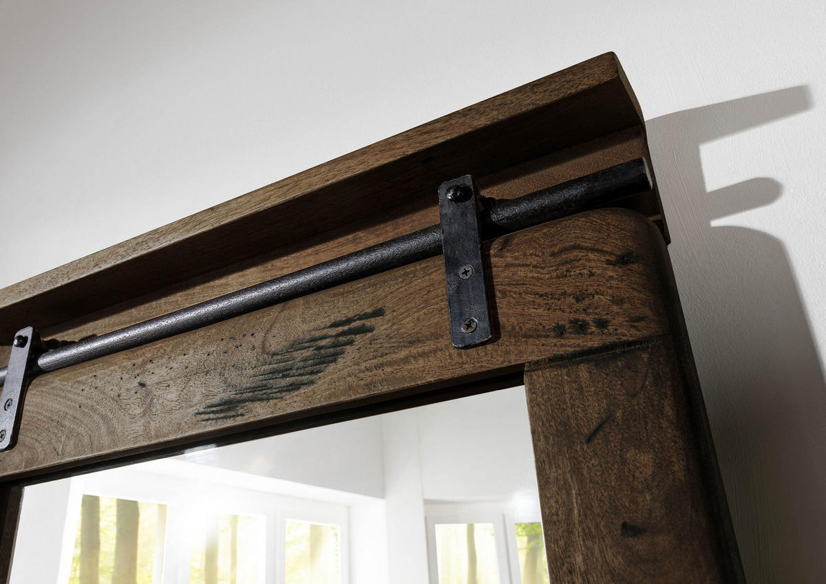 SPIEGEL Mango 60x8x100 braun lackiert RAILWAY #463 - Braun, Holz (60/100/8cm) - Massivmoebel24