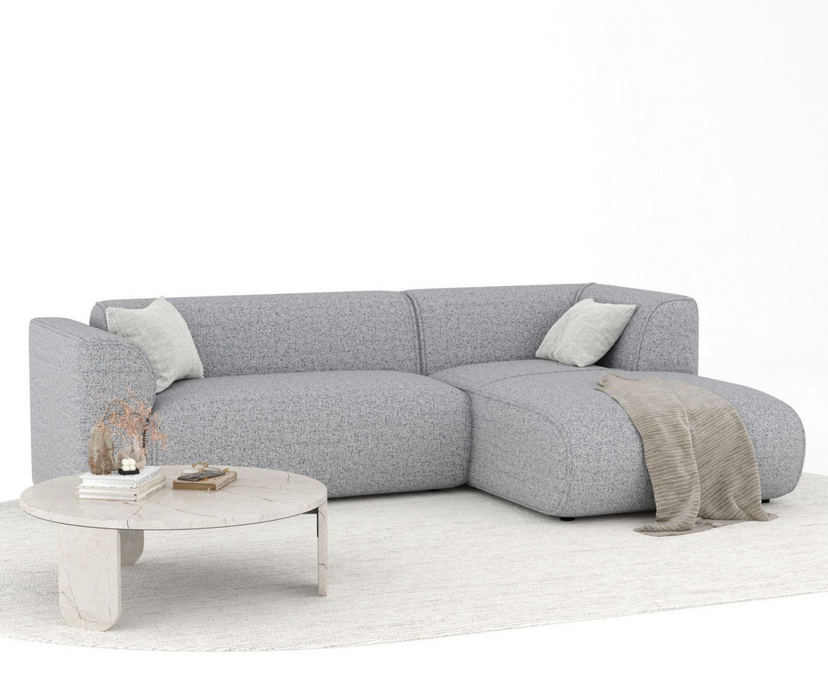 ECKSOFA Melani Grau Webstoff - Rechts Seite - Schwarz/Grau, Holz/Holzwerkstoff (162/256cm) - Maison de Reve