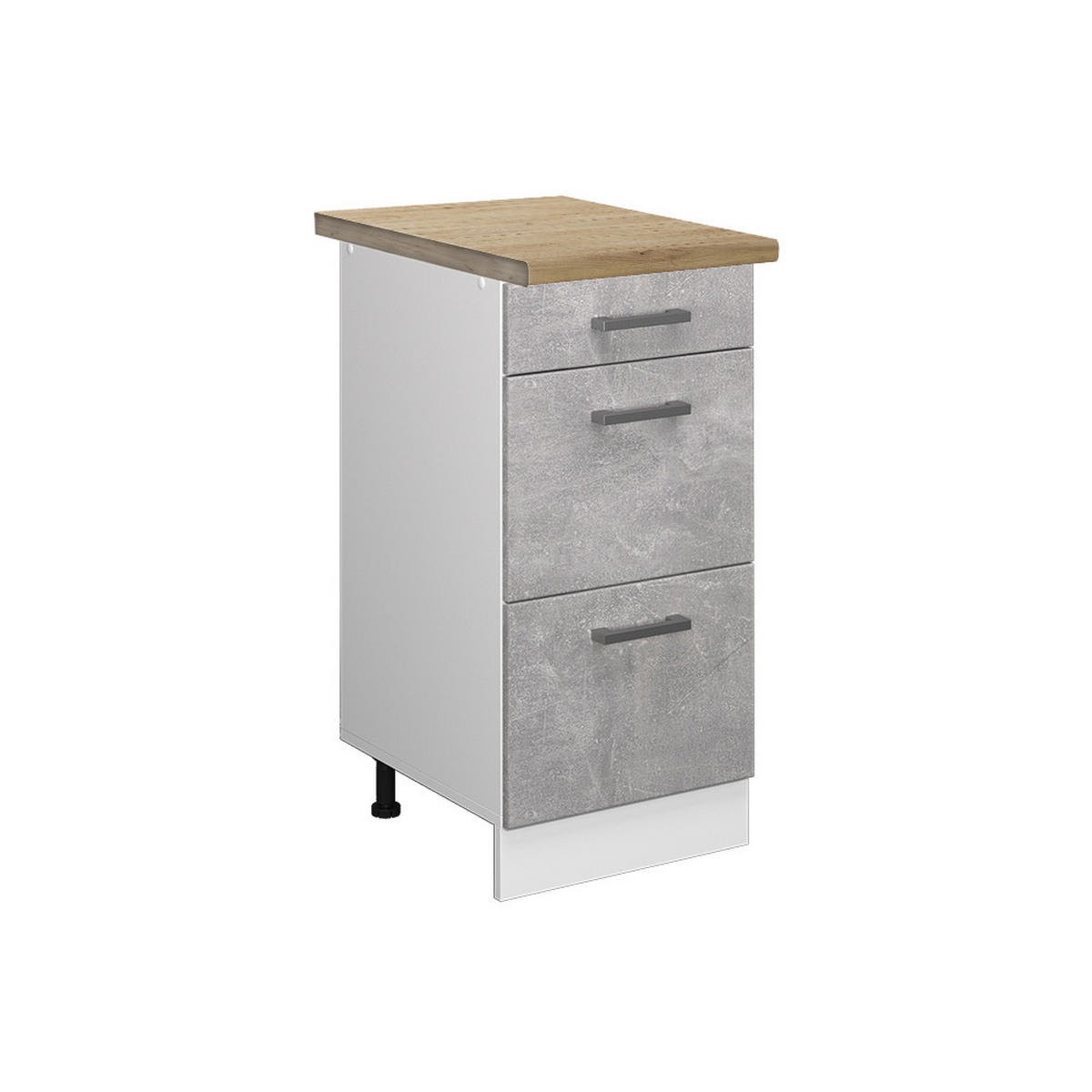 KÜCHENUNTERSCHRANK R-Line Beton 40 cm mit Schubladen, AP Eiche - Schieferfarben/Weiß, Holzwerkstoff (40/81.6/60cm) - Vicco