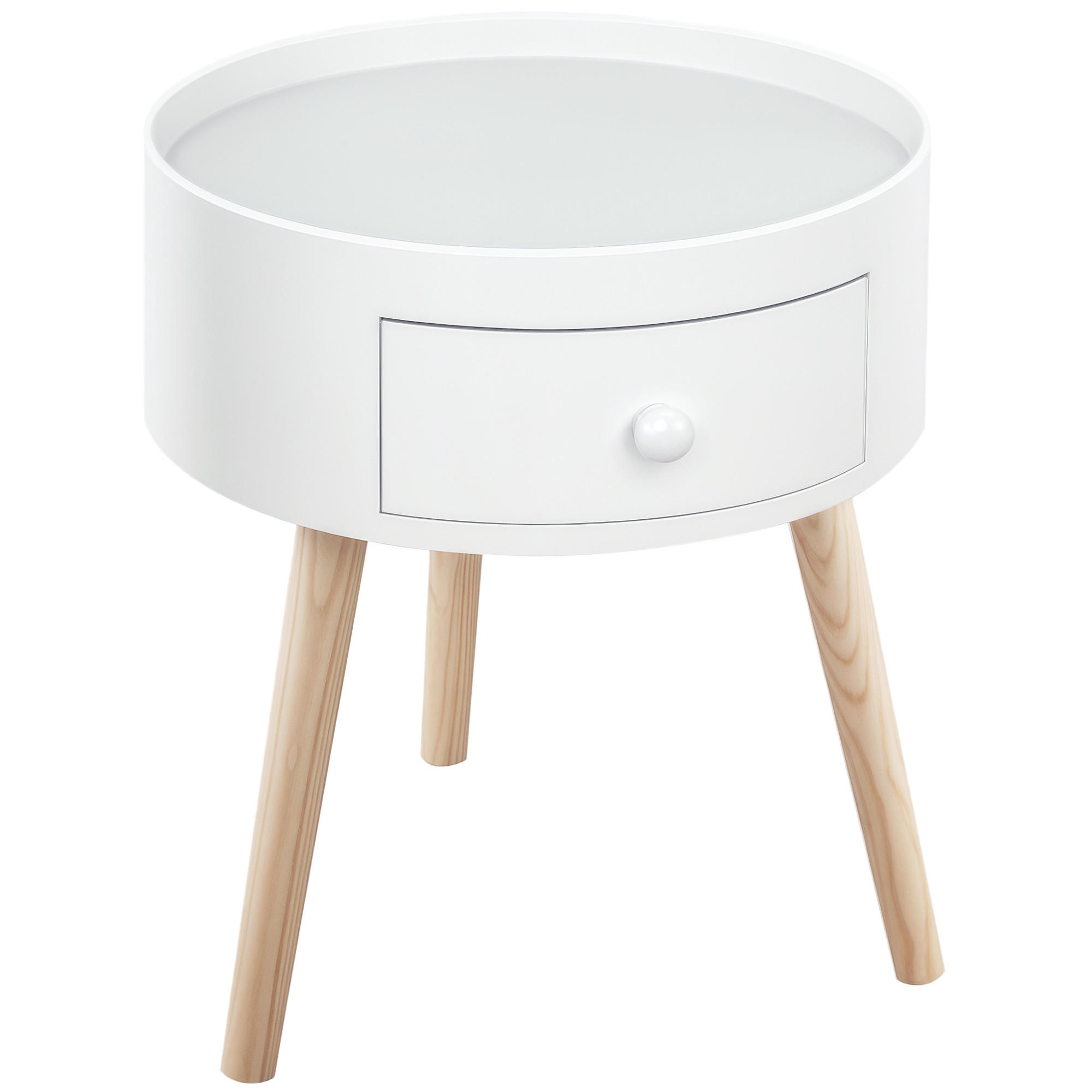 BEISTELLTISCH DE-15724 mit Schublade Weiß - Weiß, Holzwerkstoff (38/38/45cm) - ComfortXL