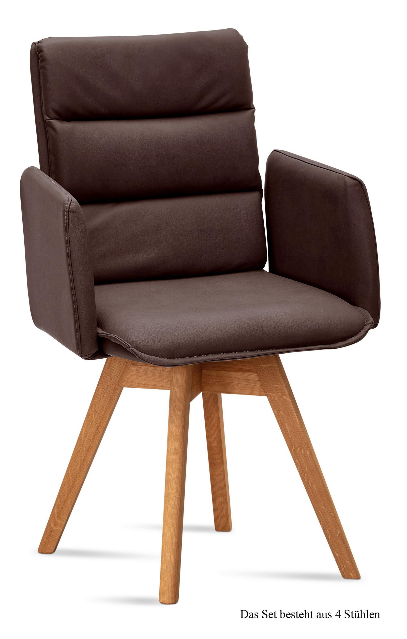 ARMLEHNSTUHL drehbar (4er-Set) Dorri 52x92x60 Eiche geölt/Braun - Eichefarben/Braun, Kunststoff (60/92/52cm) - 58aufmkessel
