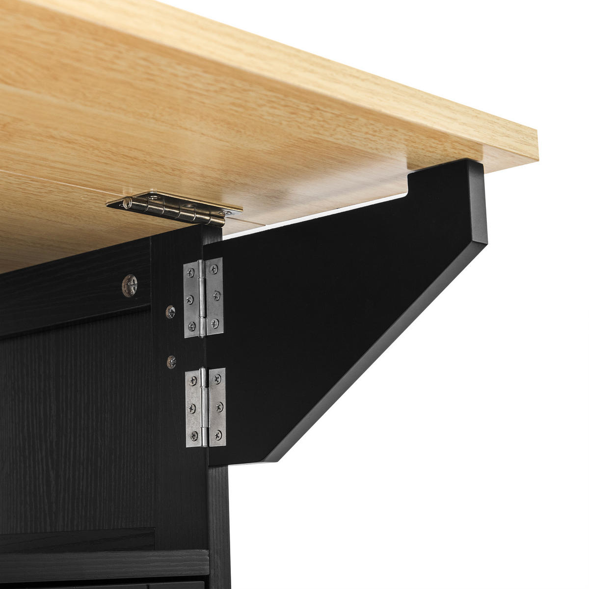 KÜCHENINSEL aus MDF 120x40-80x92 cm Schwarz/Natur mit Rollen & Steckdosen - Schwarz, Holzwerkstoff (120/92/80cm) - Modfu