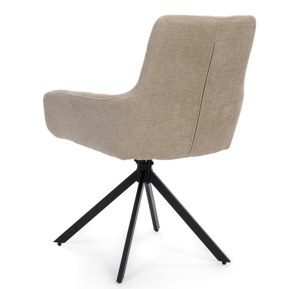 STUHL FUNO drehbar gepolsterter mit Steppung - hellbeige - Chenille - Ecru/Schwarz, Textil/Metall (58/87/60cm) - NEW HOME