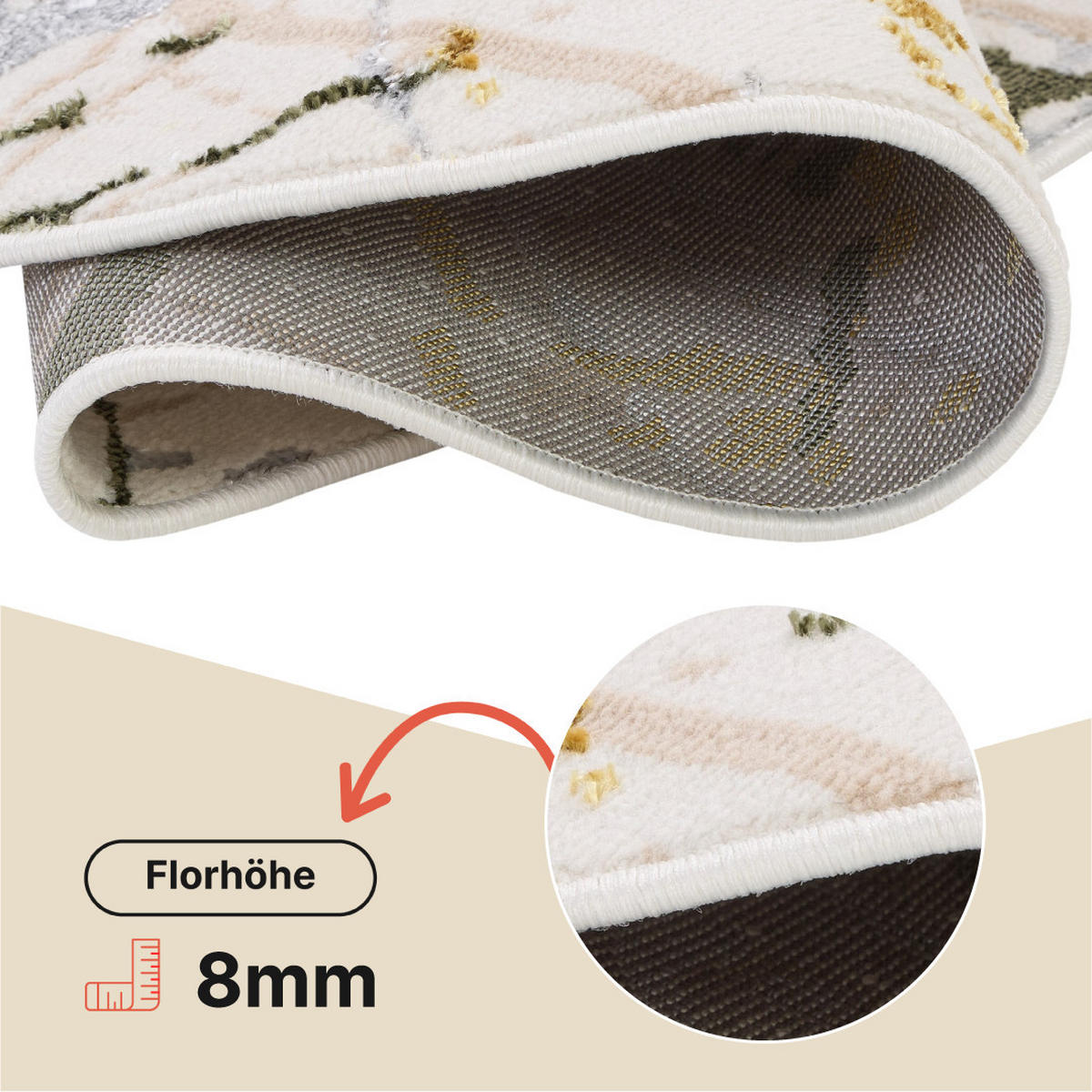 TEPPICH CRYSTAL ROUND Creme 80/80 cm - Creme, Textil (80/80cm) - Tapiso