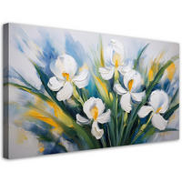 LEINWANDBILD Bemalte weiße Iris-Blumen - Weiß, Textil (120/60cm) - Feeby