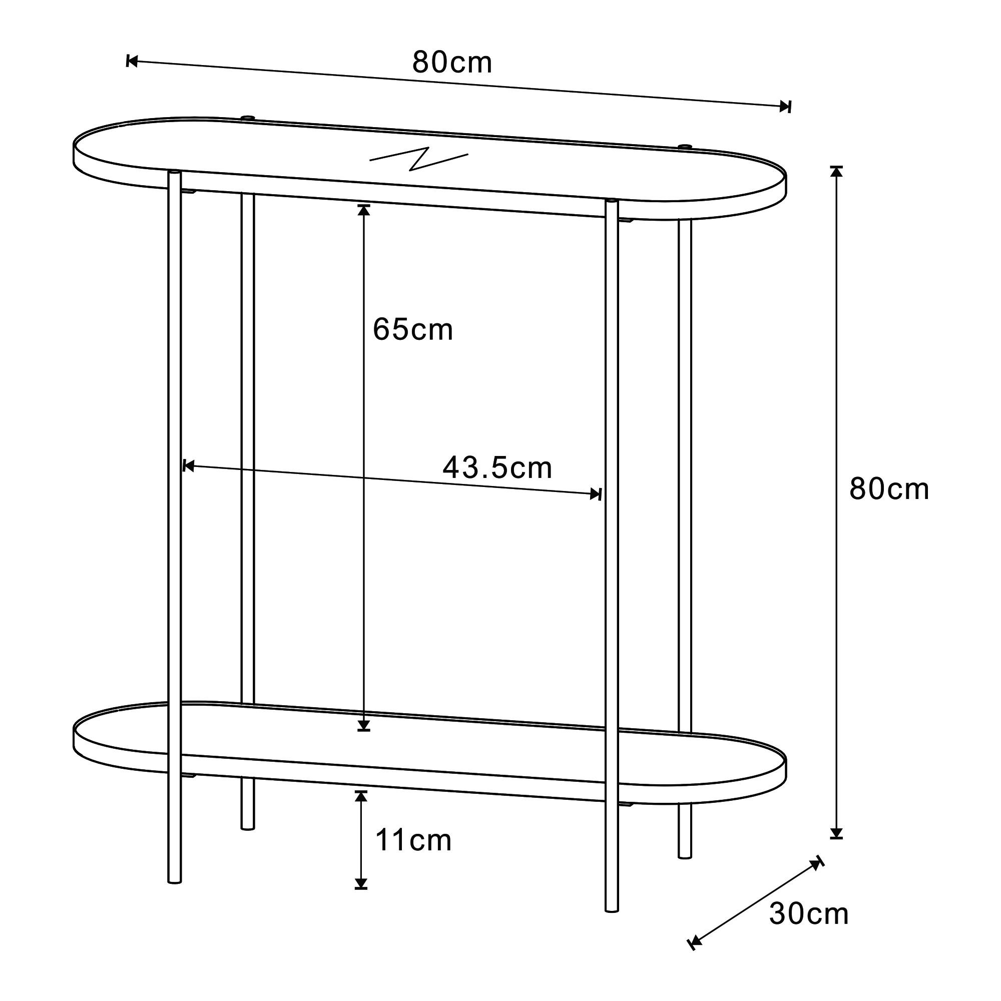 KONSOLENTISCH Høyanger - Transparent/Schwarz, Glas/Metall (30/80/80cm) - [en.casa]