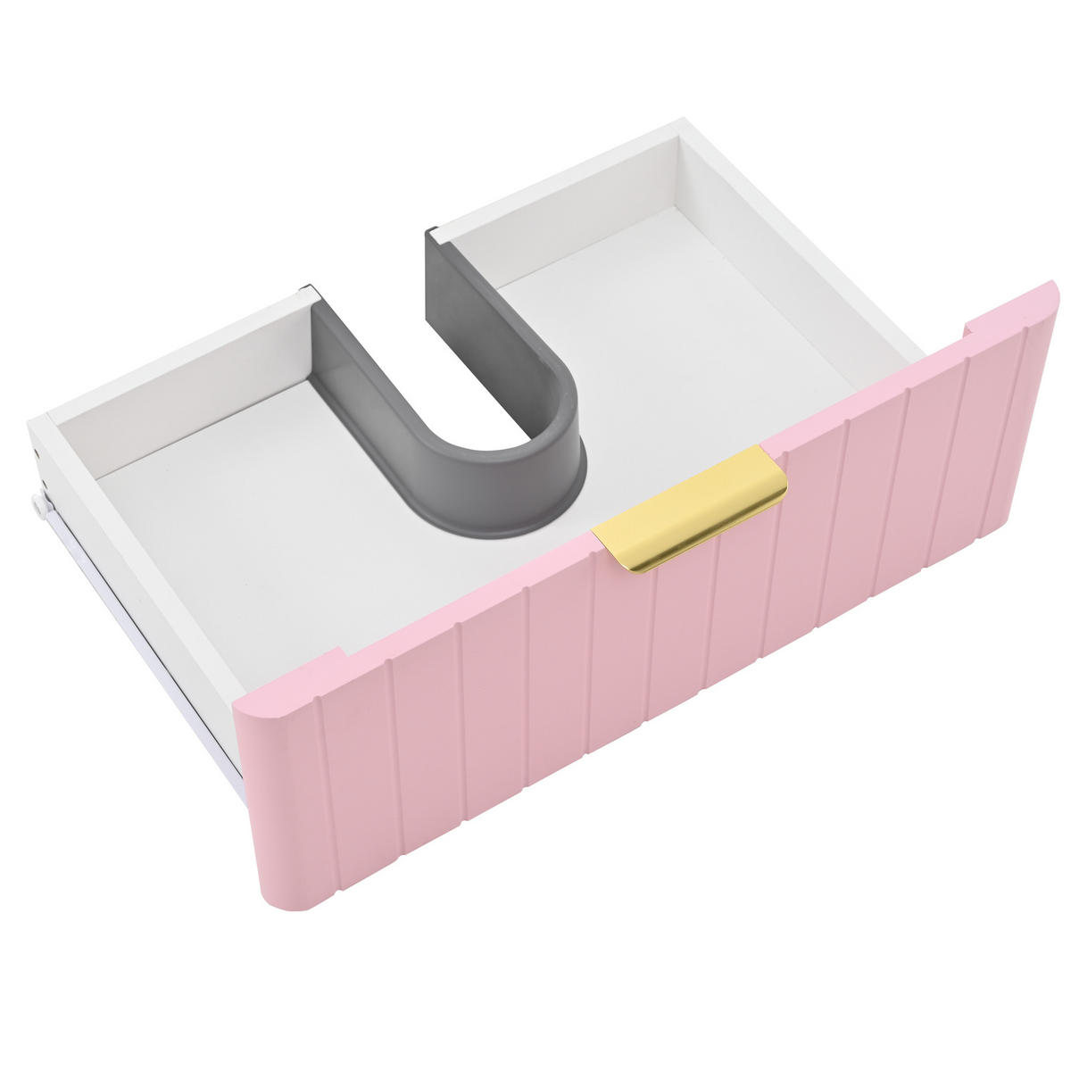 WANDMONTIERTER Waschtisch mit Keramikbecken 60.5x47.5x47cm Rosa-Weiß,2 Ebenen - Rosa, Holzwerkstoff (60.5/47/47.5cm) - Modfu