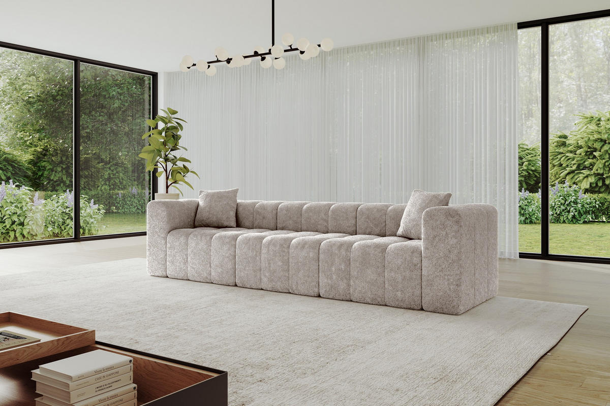 POHOVKA 3-MÍSTNÁ DONY-3 315x90x71 cm Světle šedá Žinylka - černá/světle šedá, kompozitní dřevo/textil (315/71/90cm) - ALTDECOR