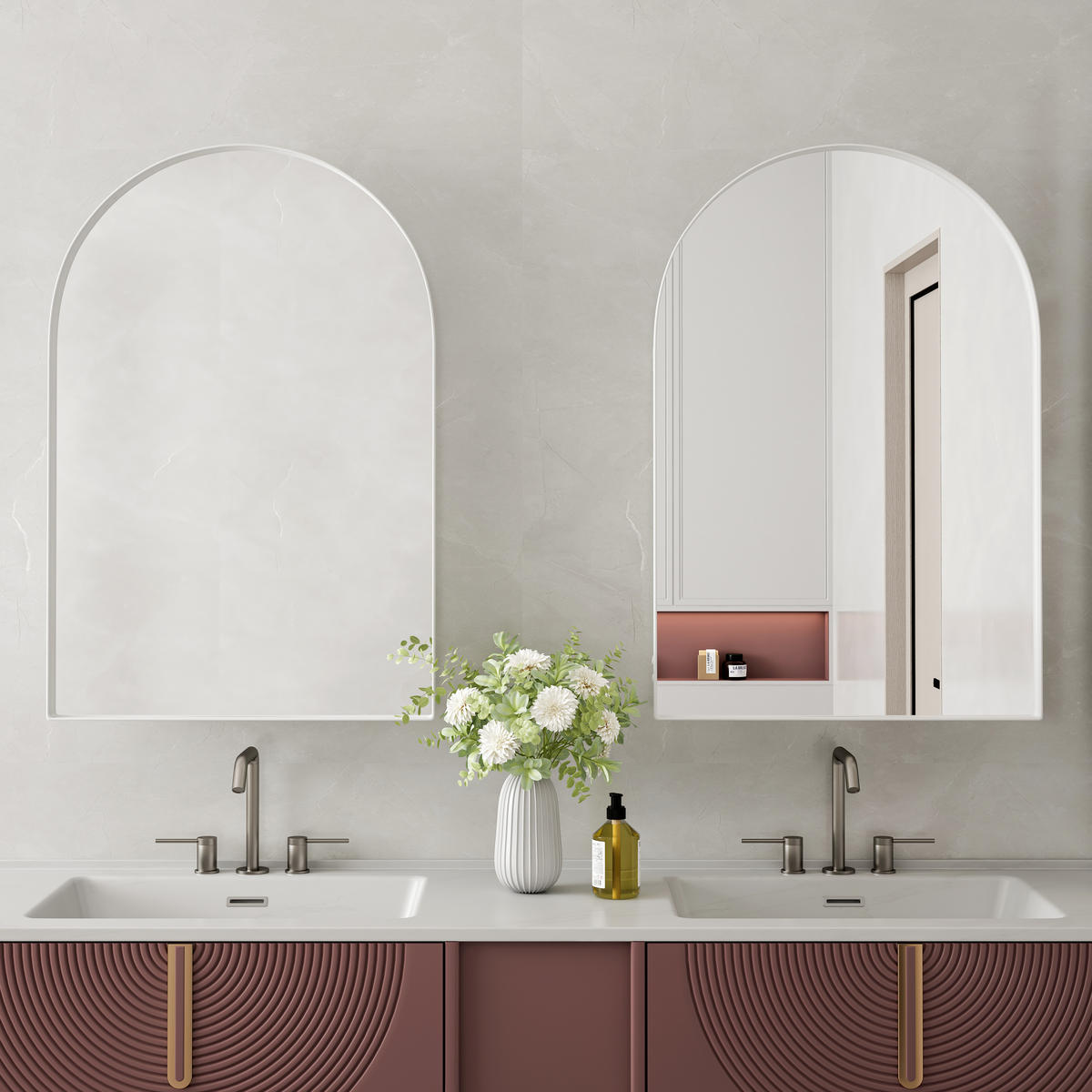 SPIEGELSCHRANK 91x61x12cm in Weiß mit Metallrahmen und gehärtetem Glas - Weiß, Glas (61/12/91cm) - Modfu