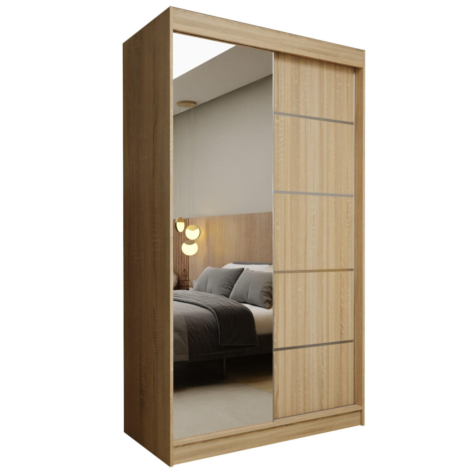 Masseno Schwebetürenschrank Sonoma Eiche 120x216x61 cm
