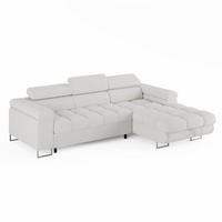 ECKSOFA CLOUD Rechts Weiß L-Form Bouclé-Stoff mit Schlaffunktion und Bettkasten - Chromfarben/Weiß, Holz/Metall (175/235cm) - Barchello