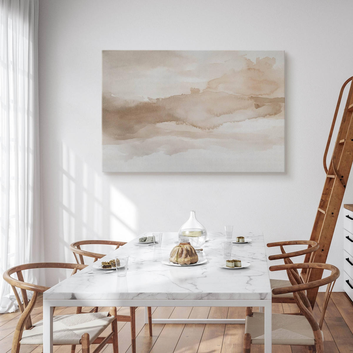 LEINWANDBILD Moderne Kunst Abstraktion 120/80 cm - Beige/Braun, Textil (120/80cm) - Muralo