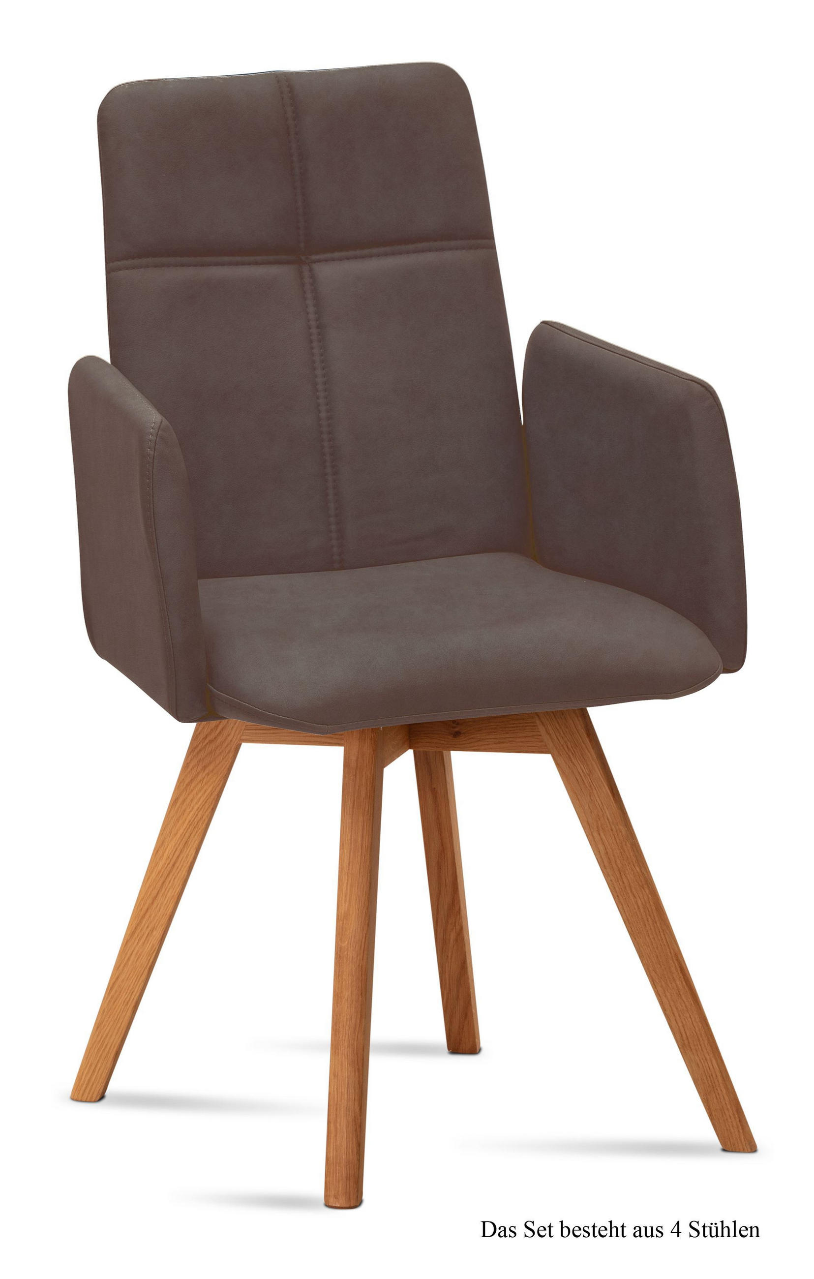 ARMLEHNSTUHL (4er-Set) Dinah 52x92x60 Eiche geölt/Braun - Eichefarben/Braun, Kunststoff (60/92/52cm) - 58aufmkessel
