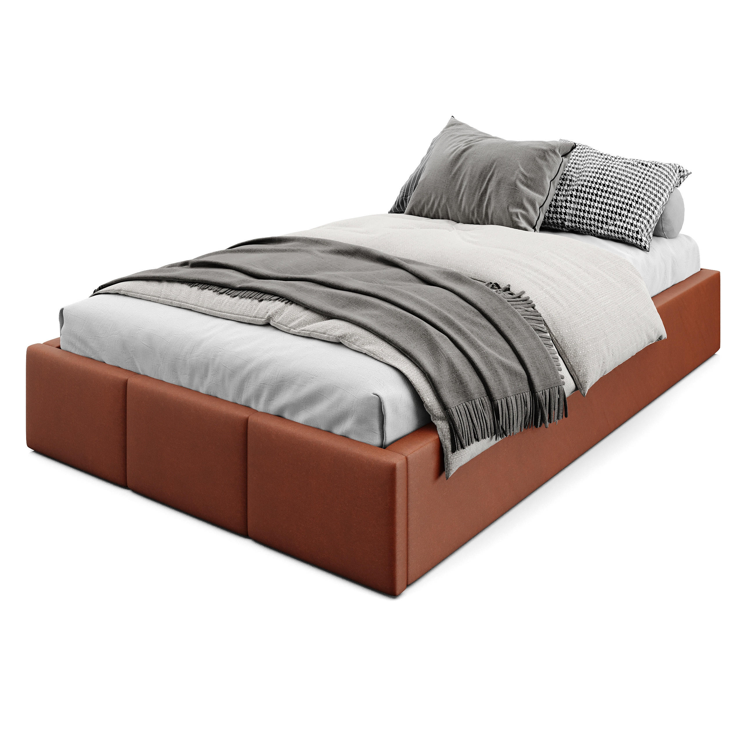 POLSTERBETT für Schlafzimmer Bett mit Stauraum Honigfarbe 120x200cm - Orange/Braun, Holzwerkstoff/Textil (120/200cm) - Muralo