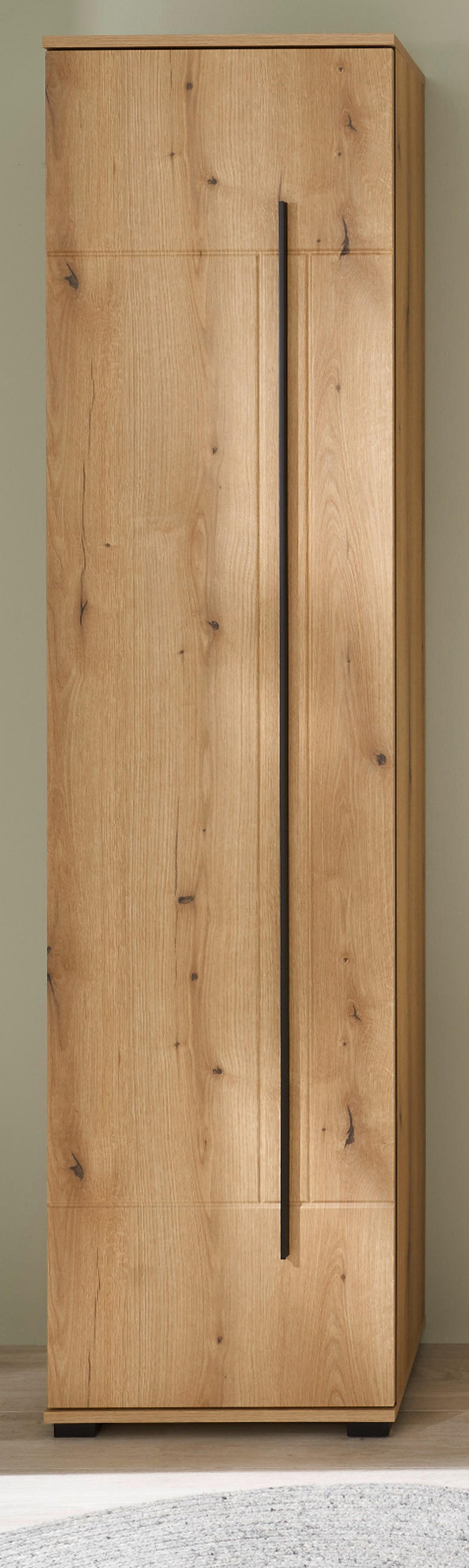 SCHUHSCHRANK Evoke Eiche 50 x 200 cm, Stauraumschrank mit 6 Fächern - Eichefarben/Schwarz, Holzwerkstoff/Kunststoff (50/200/39cm) - Furn.Design