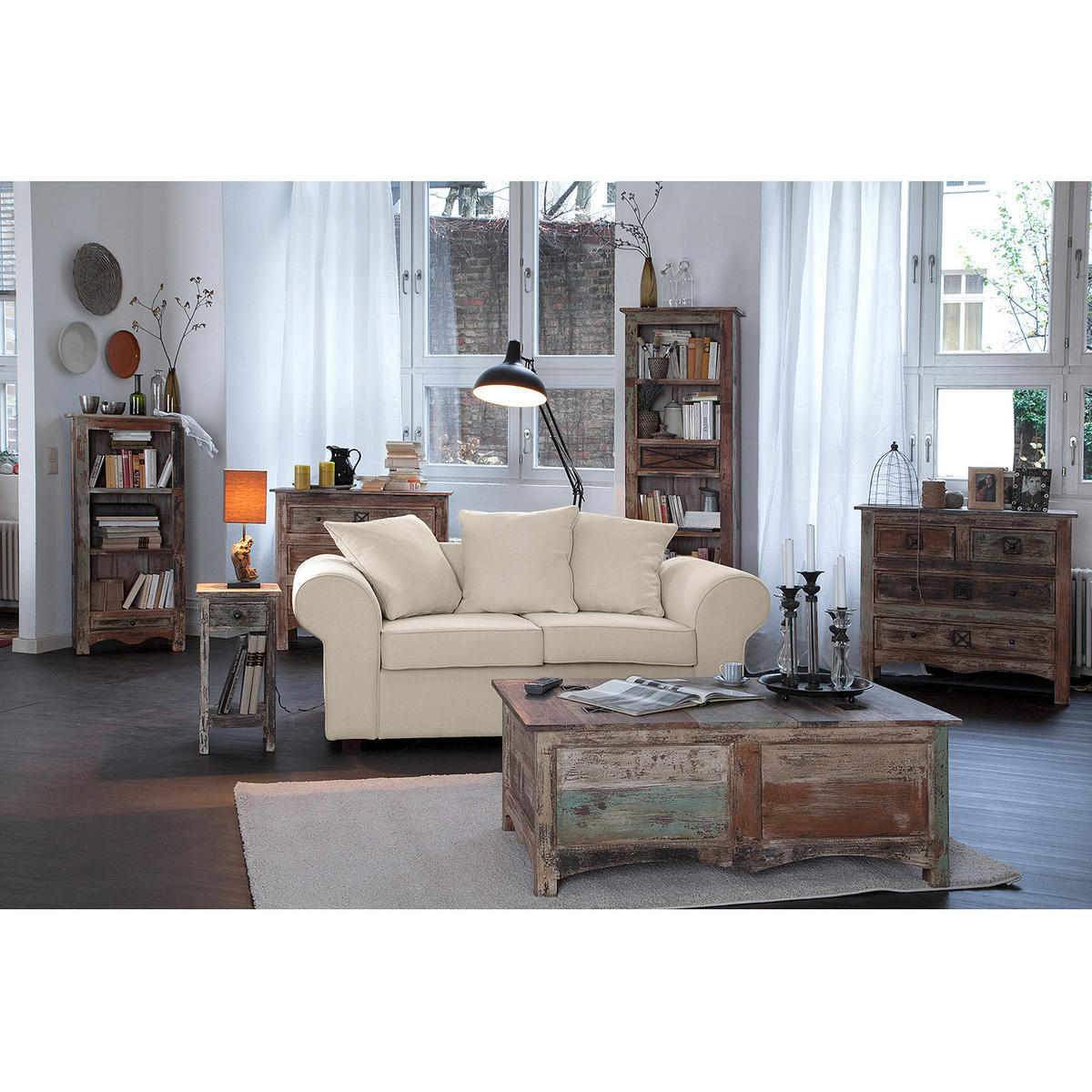 SOFA - Webstoff - Beige, Textil (187/84/90cm) - home24