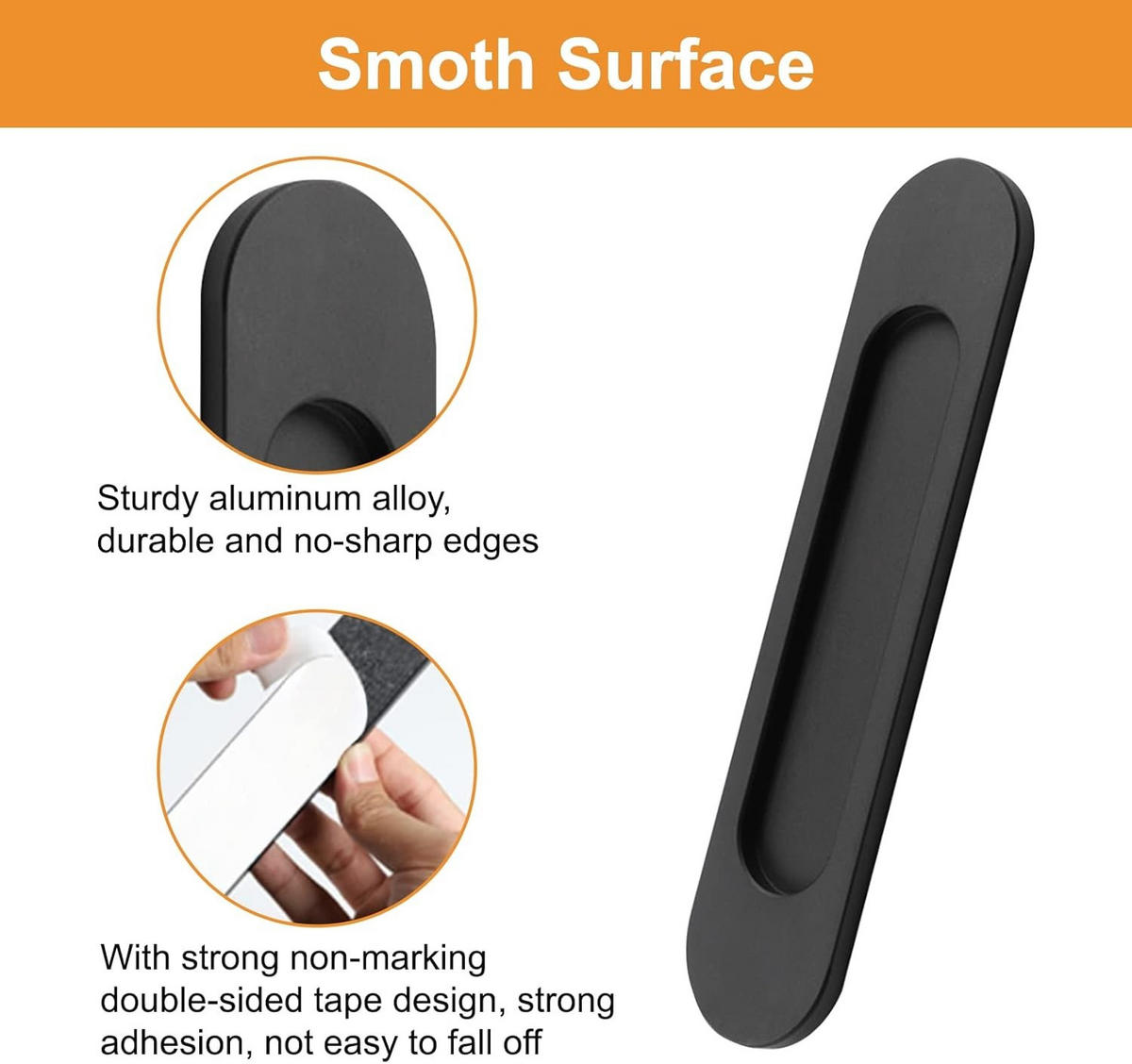 MÖBELGRIFF Schwarz 2er-Set 150 mm Aluminium Klebegriffe - Schwarz, Metall (4/0.57/18cm)