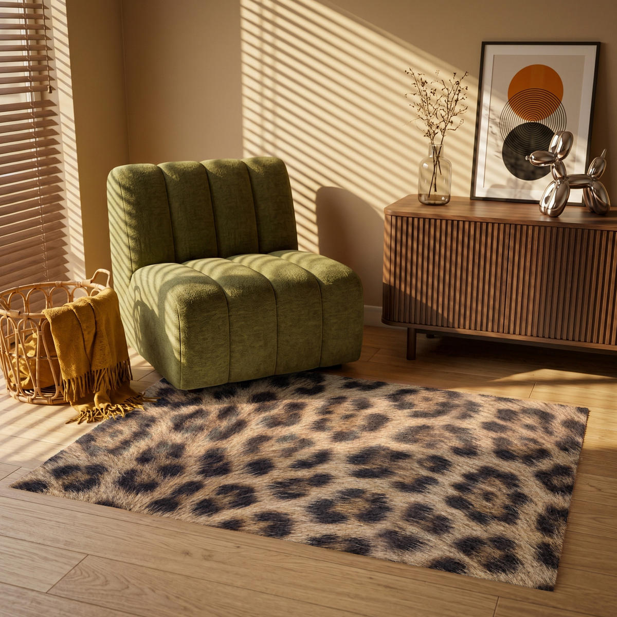 KOBERCE - Leopard - Kabát - Klasický - Hnedý - 120x80 cm - hnedá, textil/plast (120/0.4cm) - OnlyWow