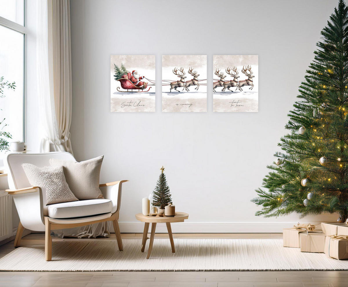 BILDERSET 3er-Set 30x40 cm Weihnachten - Beige, Kunststoff (30/40/2cm) - artissimo
