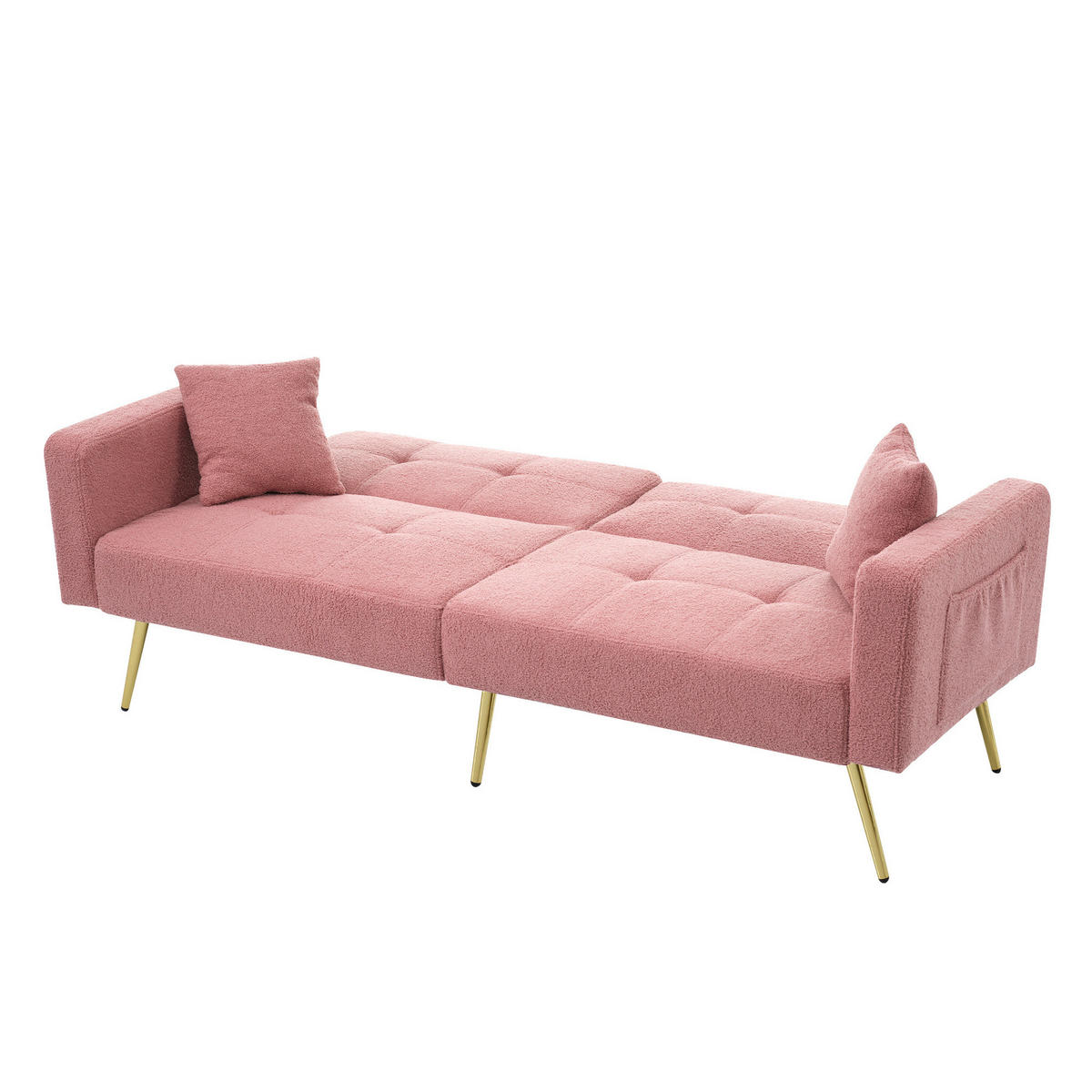 SCHLAFSOFA mit Schlaffunktion 175 x 64 x 72 cm Sherpa Pink - Pink, Kunststoff (175/72/64cm) - Meubliv