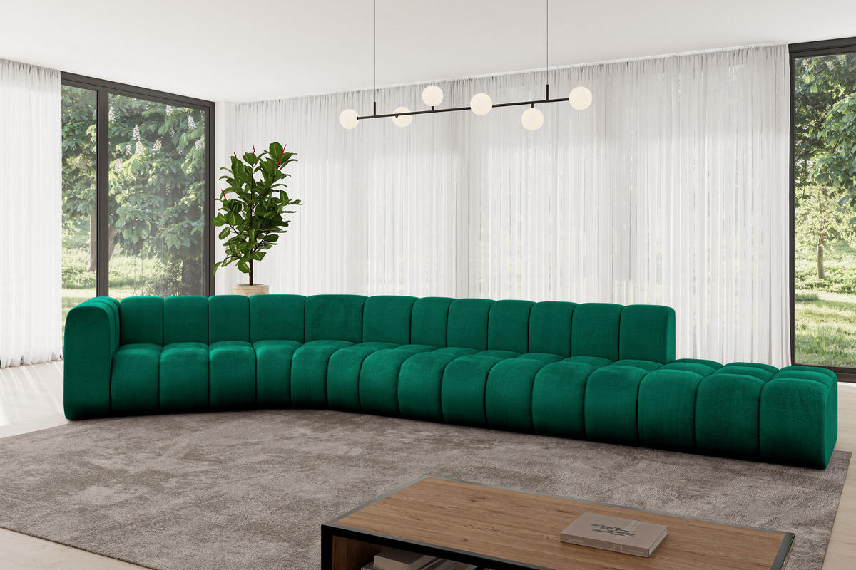 ECKSOFA modulares Sofa Tilmo-L2 - 490x194x70 cm Grün - Dunkelgrün, Holzwerkstoff/Textil (490/194cm) - ALTDECOR