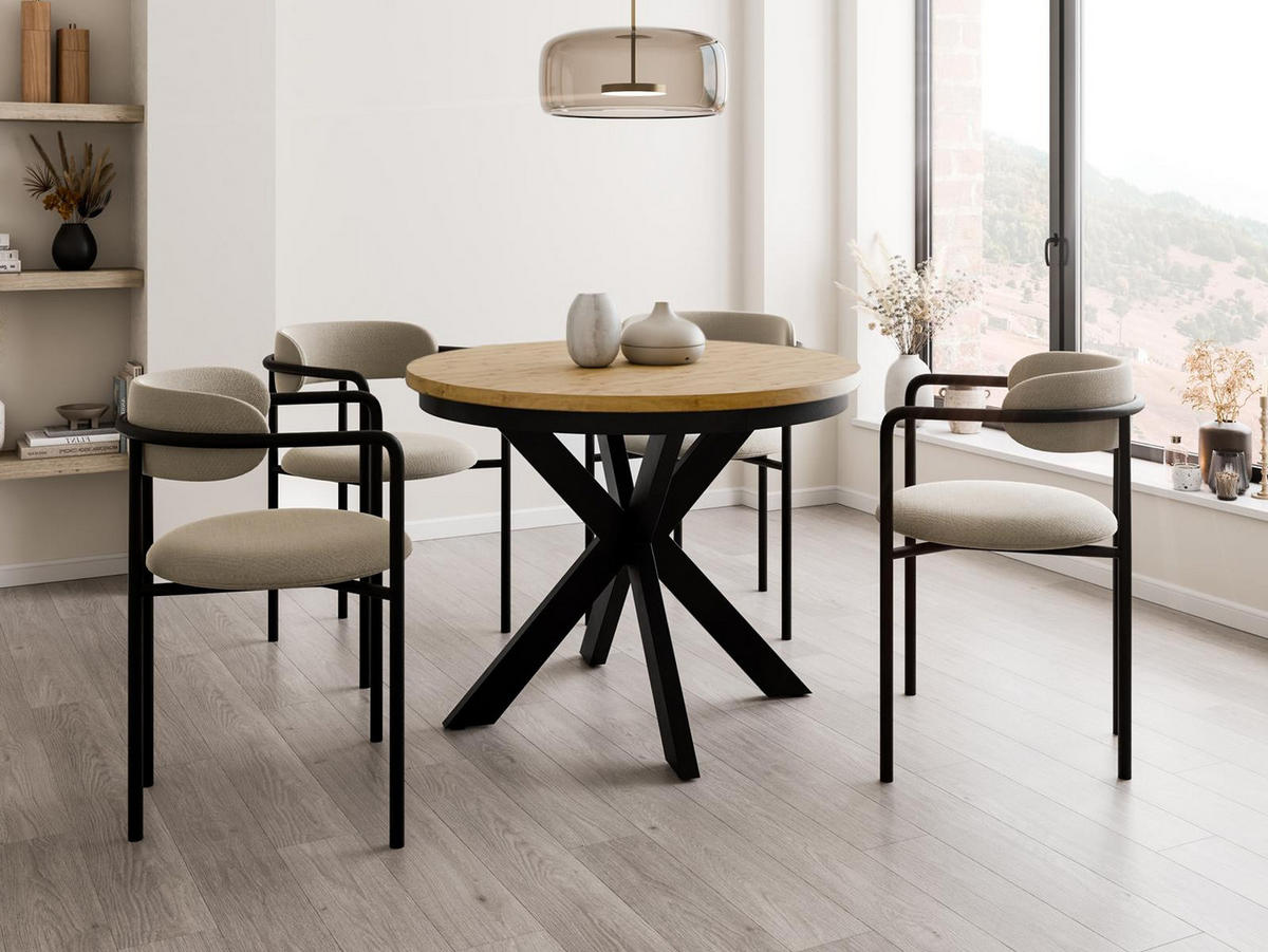 ESSTISCH Eiche artisan Schwarz BELLAMI - Dunkelbraun, Holzwerkstoff (100/100/75cm) - Compleo24