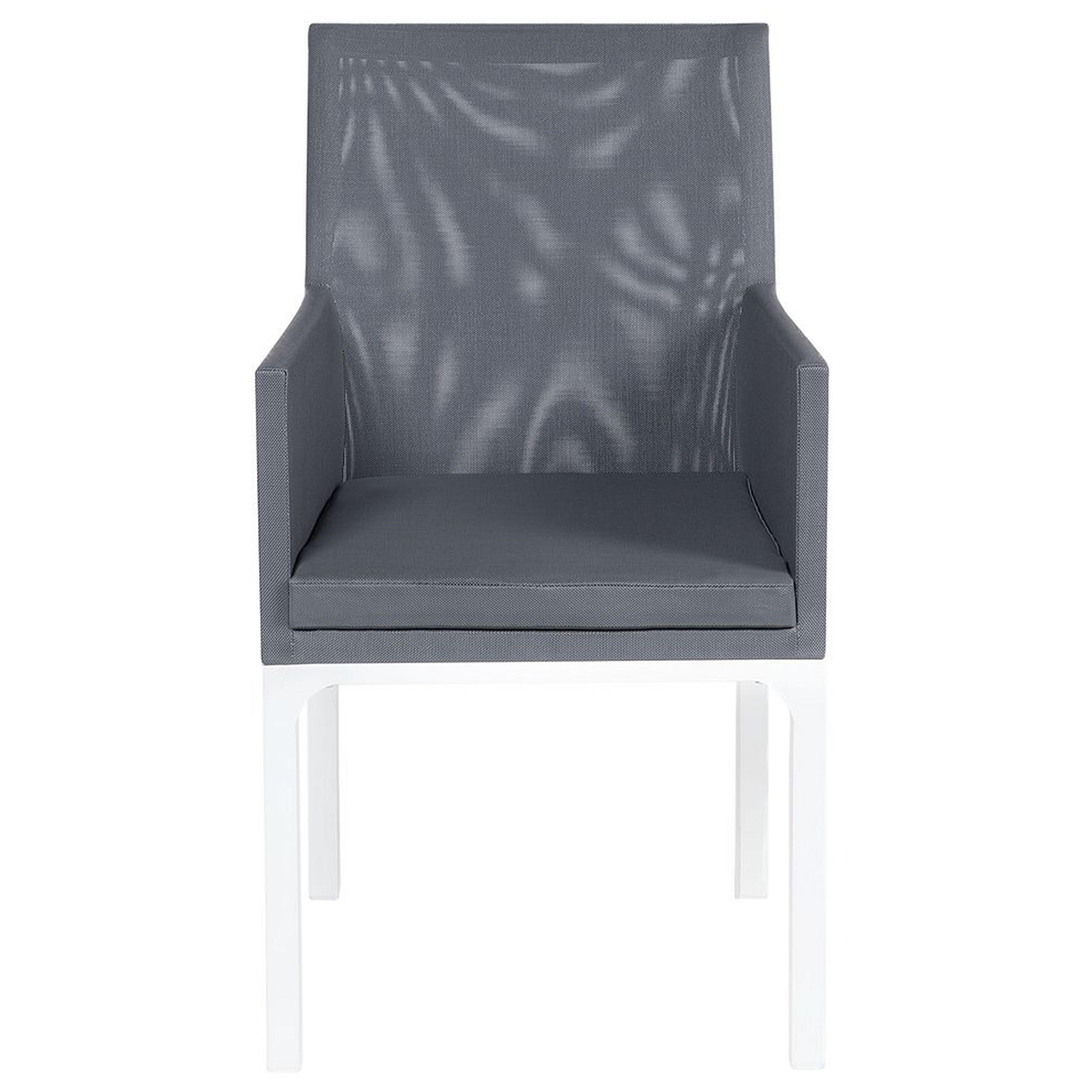 GARTENSTUHL 2er-Set Aluminium grau Bacoli - Grau, Textil (52/91/62cm) - Beliani