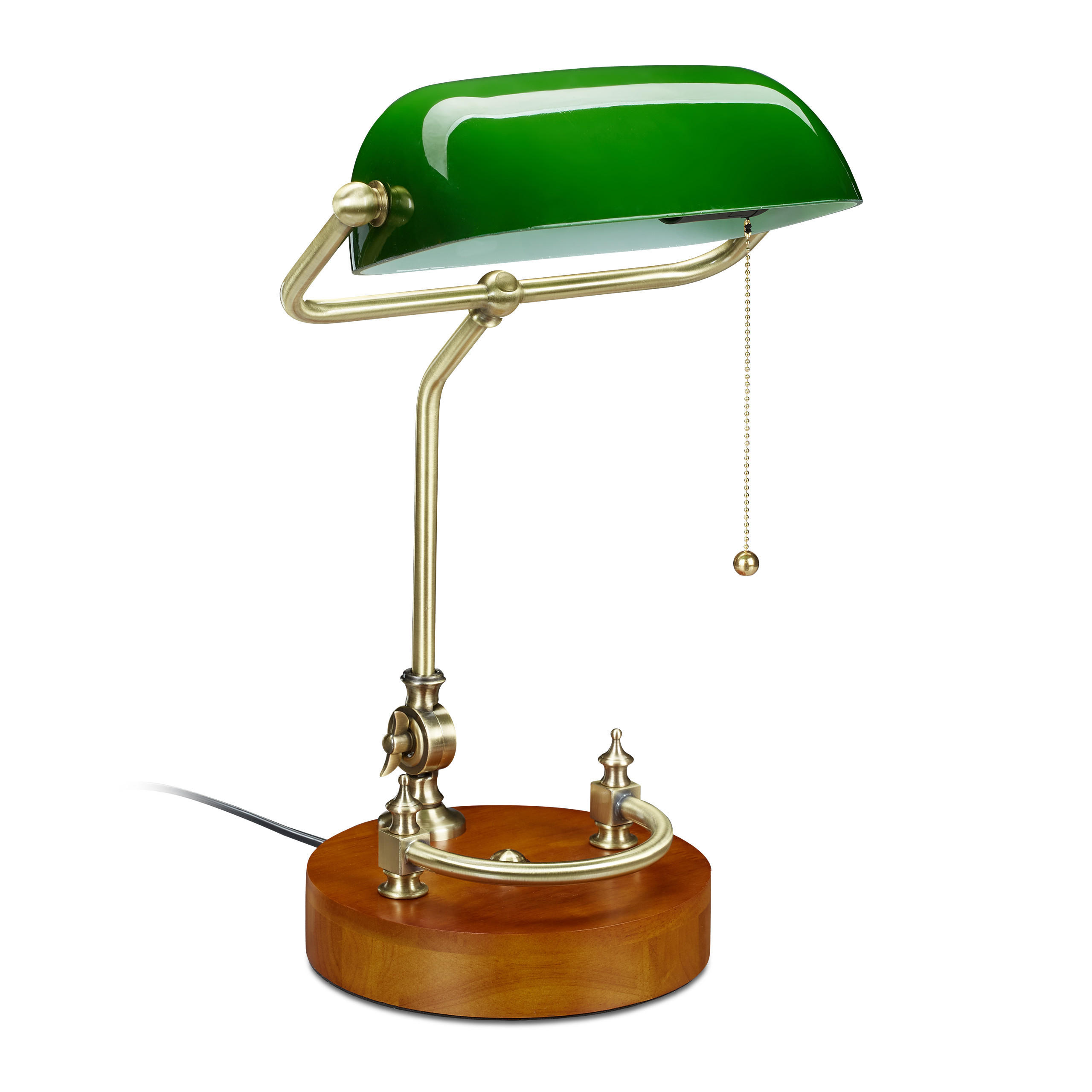 BANKERLAMPE - Multicolor, Glas/Holz (22/27/43cm) - Relaxdays